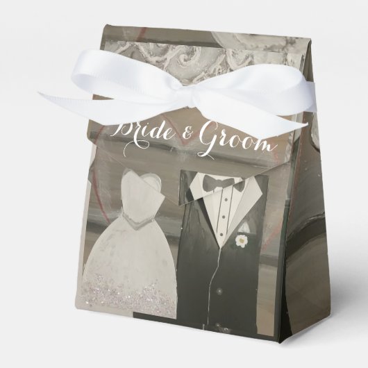 Bride & Groom Wedding Tent Favor Box Bedankdoosjes (Voorkant Zijde)