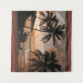 Bride Groom Wedding Tropical Sunset Custom Wandkleed (Voorkant (horizontaal))
