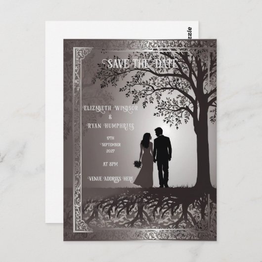 Bride & Groom Wedding Uitnodiging (Voorkant / Achterkant)