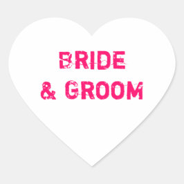 Bride & Groom White Conversation Heart Hart Sticker