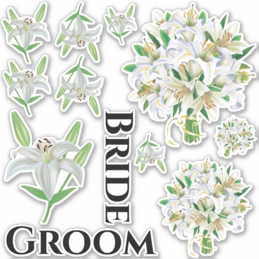 Bride Groom White Lily Stickers (Voorkant)