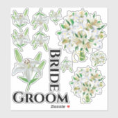 Bride Groom White Lily Stickers (Vel)