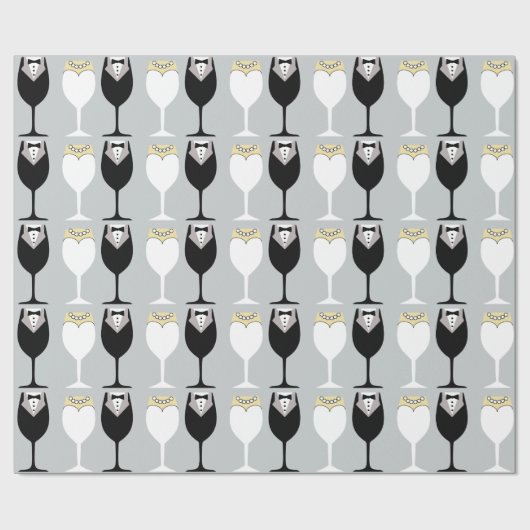 Bride & Groom Wineglasses Wrapping Paper Cadeaupapier (Vlak)