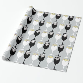 Bride & Groom Wineglasses Wrapping Paper Cadeaupapier