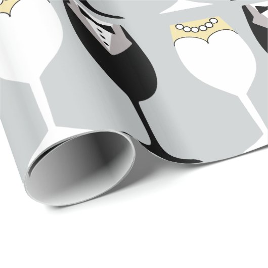 Bride & Groom Wineglasses Wrapping Paper Cadeaupapier (Rol Hoek)