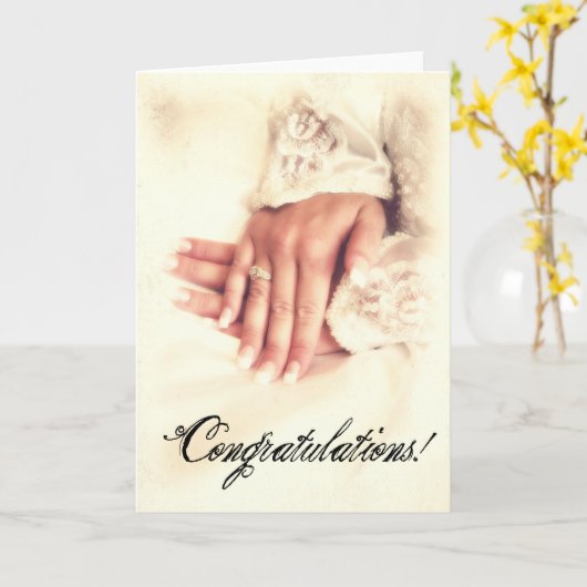 Bride Hands Gefeliciteerd Kaart (Gele Bloem)