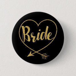 Bride | Hart Golden en Black Ronde Button 5,7 Cm