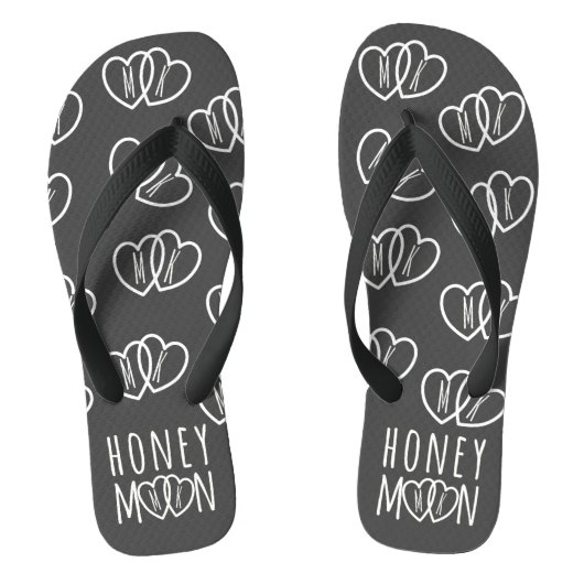 Bride Heart Monogram Honeymoon Teenslippers (Voetbed)