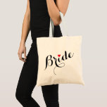 Bride Heart Wedding Vrijgezellenfeest Elegant Canv Tote Bag<br><div class="desc">Mooie,  elegante zwarte tekst op een wit typografisch script,  rood hart,  stijlvolle,  dunne,  katoenachtige canvas tas voor de bruid voor vrijgezellenfeest,  bachelorette party,  bruiloft.</div>