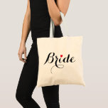 Bride Heart Wedding Vrijgezellenfeest Elegant Canv Tote Bag<br><div class="desc">Mooie,  elegante zwarte tekst op een wit typografisch script,  rood hart,  stijlvolle,  dunne,  katoenachtige canvas tas voor de bruid voor vrijgezellenfeest,  bachelorette party,  bruiloft.</div>