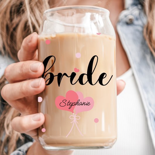 Bride Hearts Aangepaste Naam Trouwen Blikvorm Glas