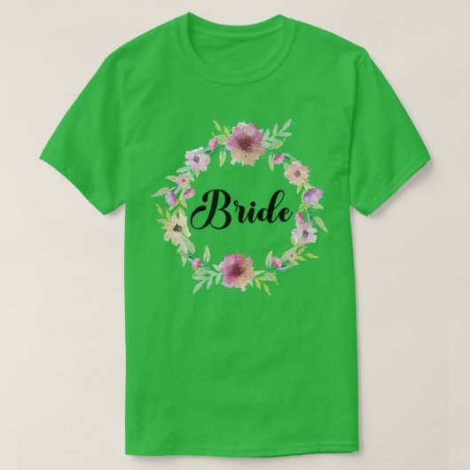 Bride Hen Party Floral Wreath Team Bride T-shirt (Design voorkant)