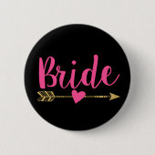 Bride | Hot-roze en zwart Ronde Button 5,7 Cm (Voorkant)