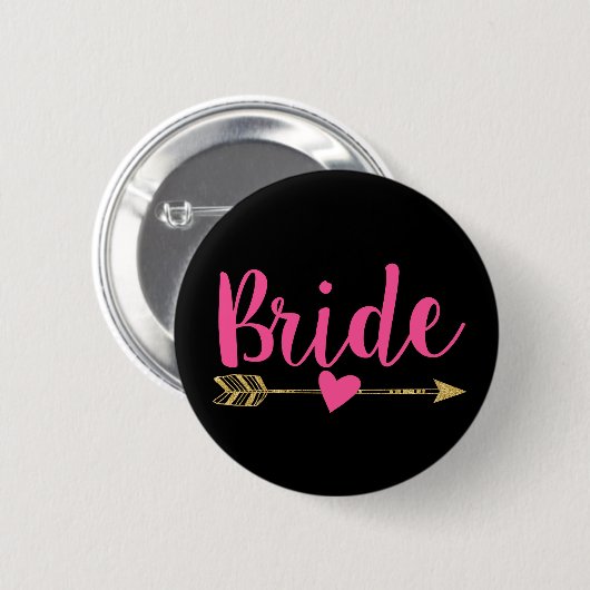 Bride | Hot-roze en zwart Ronde Button 5,7 Cm (Voorkant /achterkant)