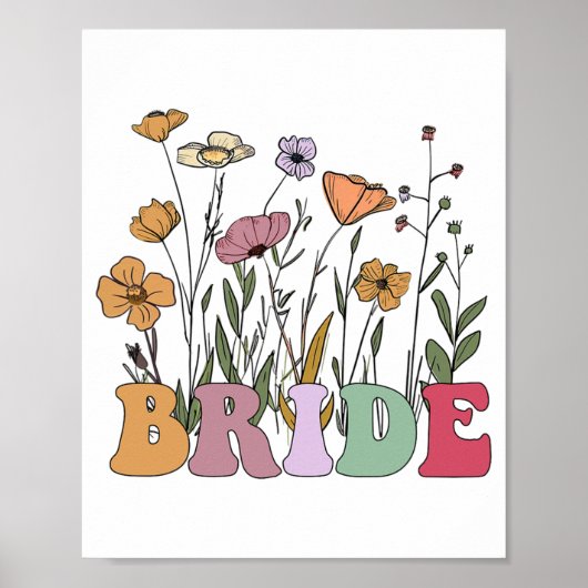 Bride I Do Crew Retro Groovy vrijgezellenfeest 1 Poster (Voorkant)