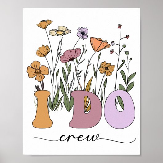 Bride I Do Crew Retro Groovy vrijgezellenfeest 2 Poster (Voorkant)