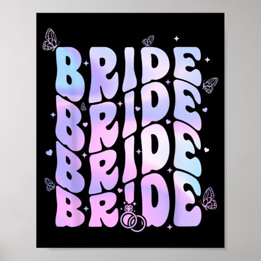 Bride I Do Crew Retro Groovy vrijgezellenfeest Poster (Voorkant)