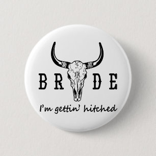 Bride Ik krijg Hitched Westerne Cowgirl Bachelor Ronde Button 5,7 Cm