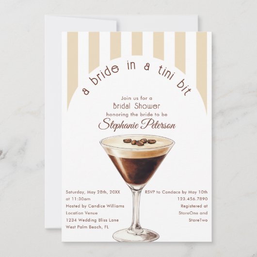 Bride In A Tini Bit Espresso Martini Vrijgezellenf Kaart (Voorkant)