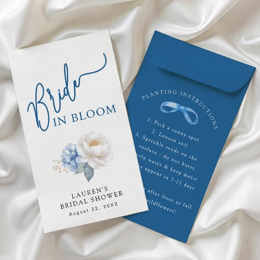 Bride in Bloom Blue DIY Vrijgezellenfeest Seed Pac Flyer