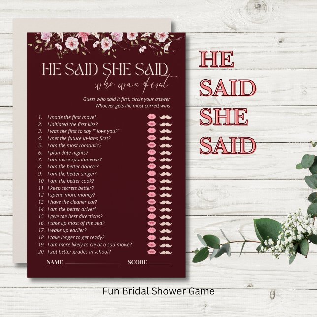 Bride in Bloom He Said She Said Bridal Shower Game (Creator heeft geüpload)
