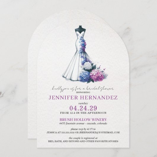 Bride in Bloom Hydrangea Bridal Shower Kaart (Voorkant / Achterkant)