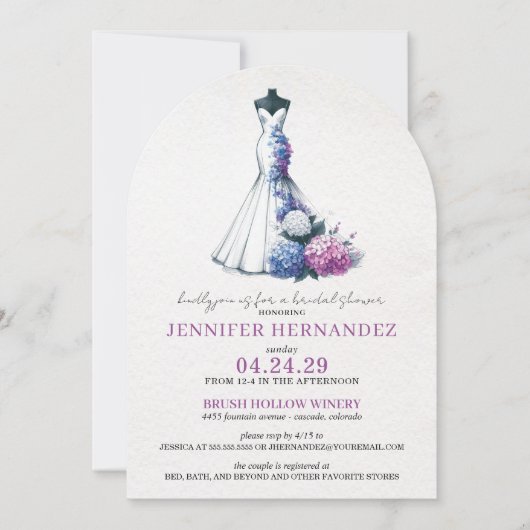 Bride in Bloom Hydrangea Bridal Shower Kaart (Voorkant)