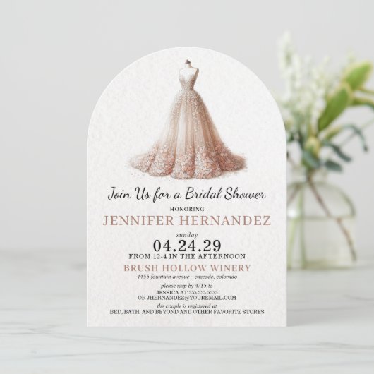 Bride in Bloom Peach Blush Bridal Shower Kaart (Staand voorkant)
