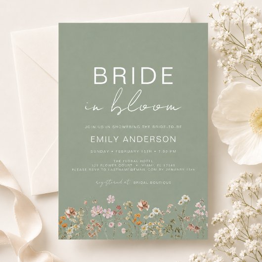 Bride in Bloom Wildflower Bridal Shower Kaart