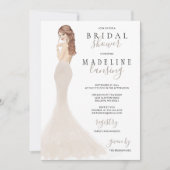 Bride in Champagne Lace Gown Vrijgezellenfeest Inv Kaart (Voorkant)