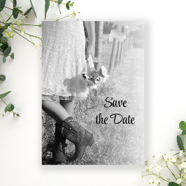 Bride in Cowboy Boots en Sunflower Save the Date Kaart