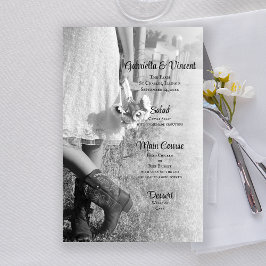 Bride in Cowboy Boots en Sunflower Wedding Menu