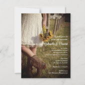 Bride in Cowboy Boots met Sunflower Ranch Wedding Magnetische Uitnodiging (Voorkant)