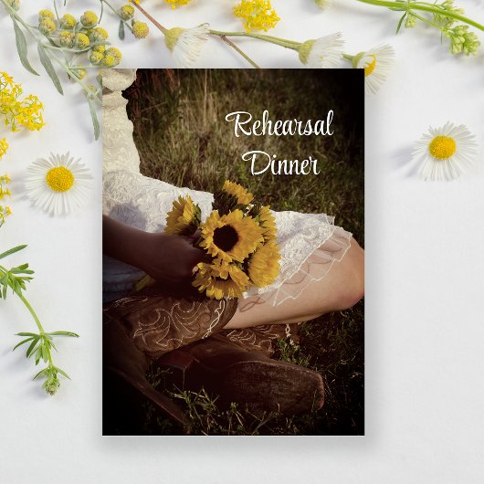 Bride in Cowboy Boots Ranch Rehearsal Dinner Kaart