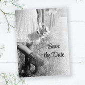 Bride in Cowboy Boots Sunflower Save the Date Aankondigingskaart
