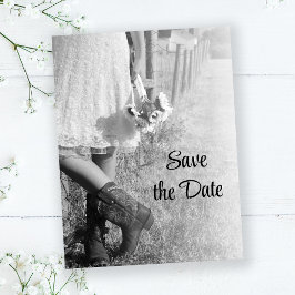 Bride in Cowboy Boots Sunflower Save the Date Aankondigingskaart