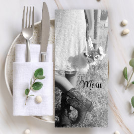 Bride in Cowboy Boots Sunflower Wedding Menu