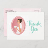 Bride in een Veil met Bedankt van het Vrijgezellen Briefkaart (Voorkant / Achterkant)