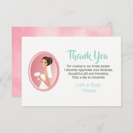 Bride in een Veil met Bedankt van het Vrijgezellen Kaart (Voorkant / Achterkant)