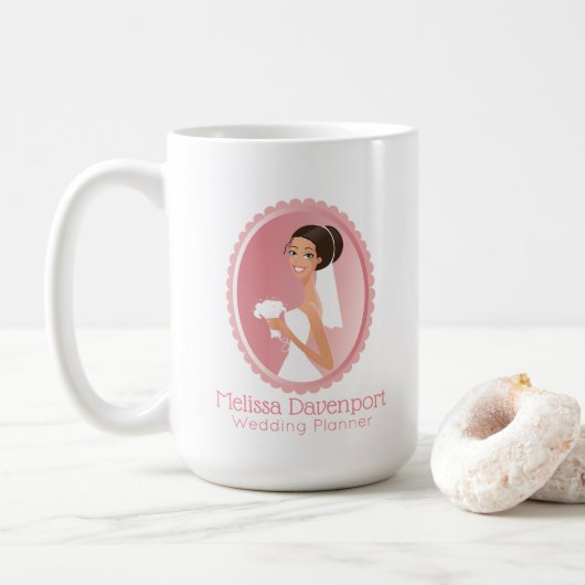Bride in een White Wedding Dress Holding een Bouqu Koffiemok (Met donut)