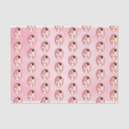 Bride in een White Wedding Dress Holding een Bouqu Tissuepapier (Voorkant)