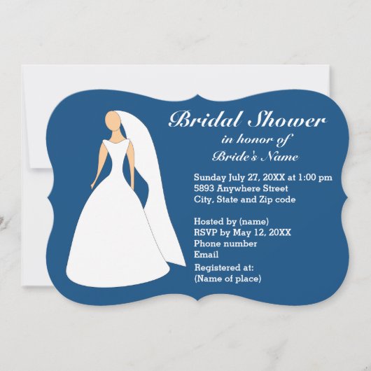 Bride in Gown Bridal Lapis Blue Shower Kaart (Voorkant)