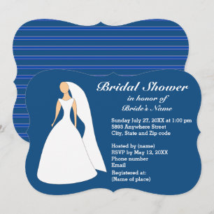 Bride in Gown Bridal Lapis Blue Shower Kaart