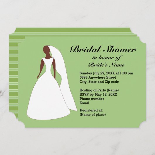 Bride in Gown Greenery Stripe Vrijgezellenfeest In Kaart (Voorkant / Achterkant)