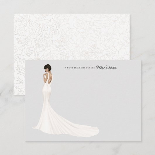 Bride in Gown Vrijgezellenfeest Bedankkaart (Voorkant / Achterkant)