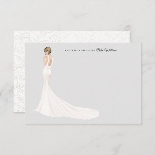 Bride in Gown Vrijgezellenfeest Hartelijk dank Bedankkaart (Voorkant / Achterkant)