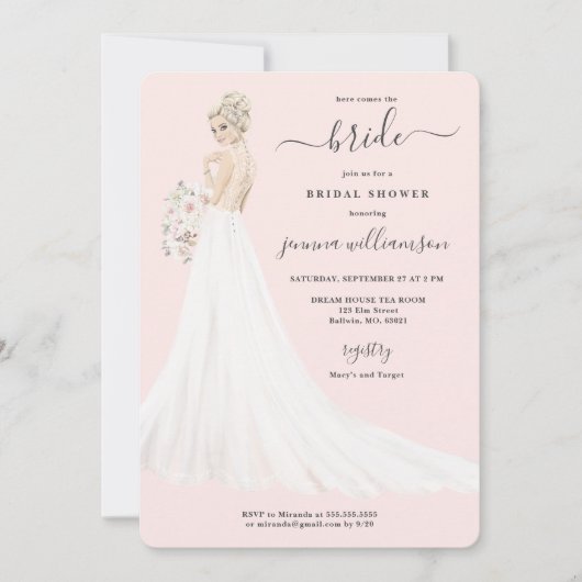 Bride in Lace Gown Vrijgezellenfeest Kaart (Voorkant)