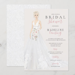 Bride in Lace Wedding Gown Vrijgezellenfeest Kaart