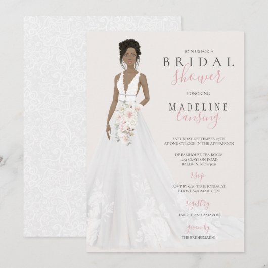 Bride in Lace Wedding Gown Vrijgezellenfeest Kaart (Voorkant / Achterkant)