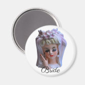 Bride in Pink Head Vase Doll Mestdag Magneet (Voorkant / Achterkant)